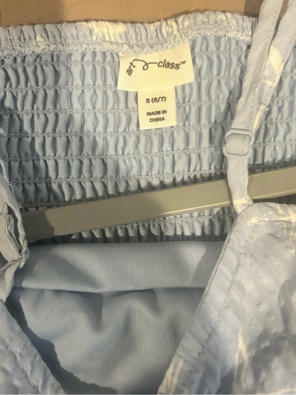 art class Light Blue Smocked Bodice Sundress